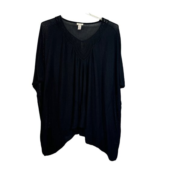 Chico's Black Crochet Trim Tunic Top L/XL - Picture 2 of 5